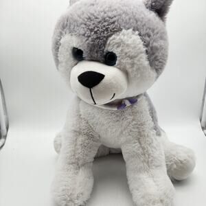 Kellytoy Husky Plush 16" Sits Up Blue Eyes Plush Nose Stuffed Animal Toy 2018